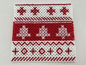 Scandi inspired Hama bead red and white mat