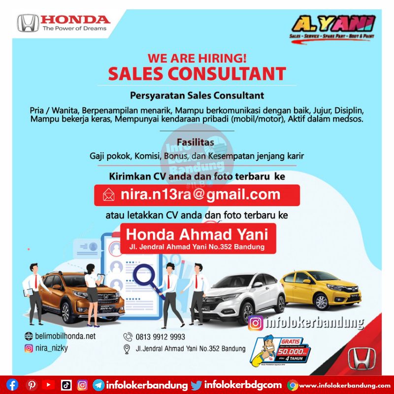 Lowongan Kerja Honda Ahmad Yani Bandung April 2022