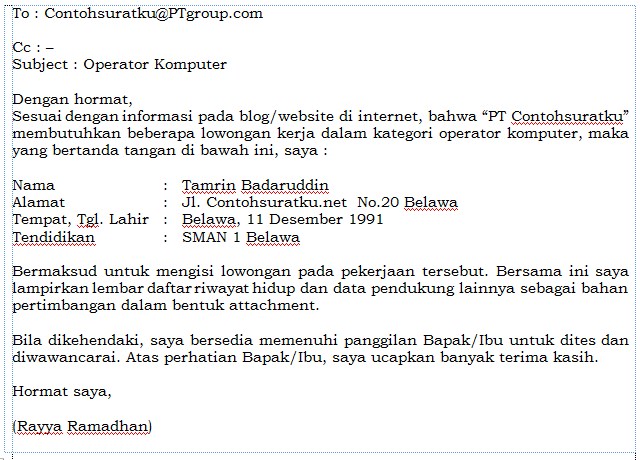 Contoh Membuat Daftar Riwayat Hidup Via Email - 28 images 