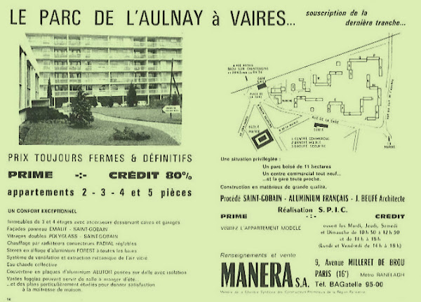 Vaires-sur-Marne - Résidence du Parc de l'Aulnay  Promoteur: Manera S.A.  Architecte: Jacques Beufé  Construction: 1968