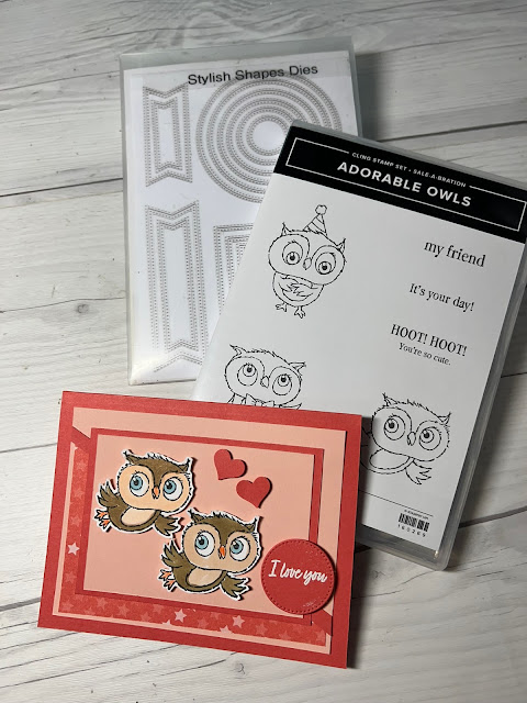 Stamp Set and dies used to create this card using Adorable Owls Stamp Set from Stampin' Up!