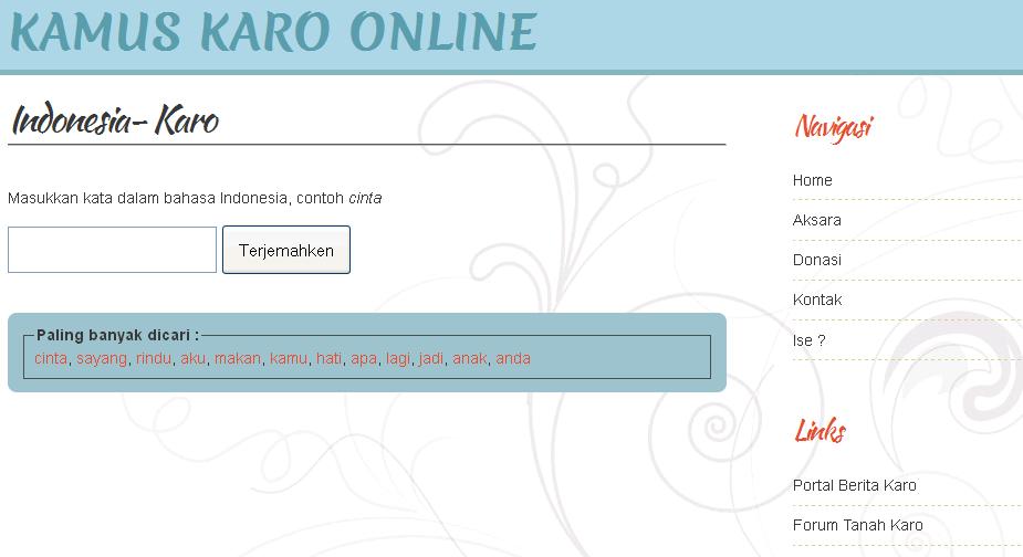 Kamus Bahasa Karo Beranda Batak