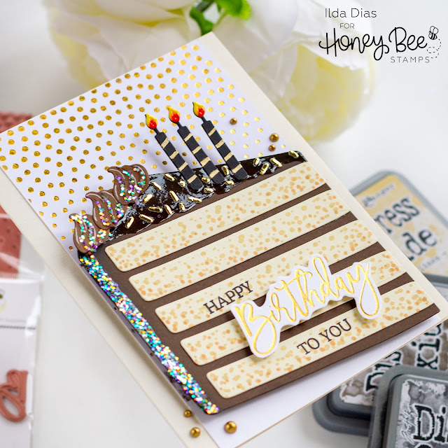 Happy Birthday, Foiled Cake Card,Honey Bee Stamps,Birthday Bliss Release,Sneak Peeks,HOT FOIL SYSTEM, foil plates, Card Making, Stamping, Die Cutting, handmade card, ilovedoingallthingscrafty, Stamps, how to,
