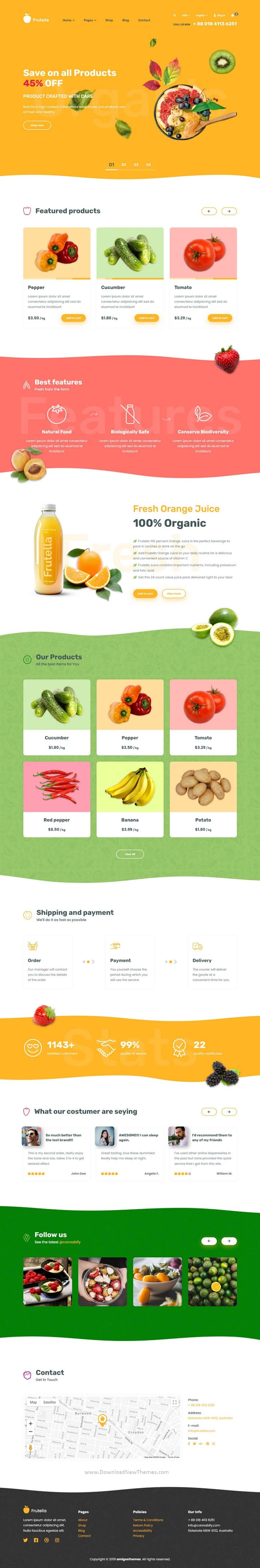 Organic Food, Fruits and Vegetables Shop Template