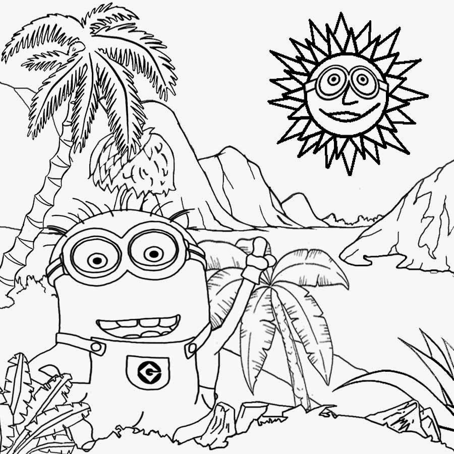 Art printable free activity for kids costume minion coloring pages banana tropical caveman landscape