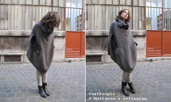 Poncho coatpeople, jeans femme thvm atelier et ankle boots Atelier do sapato