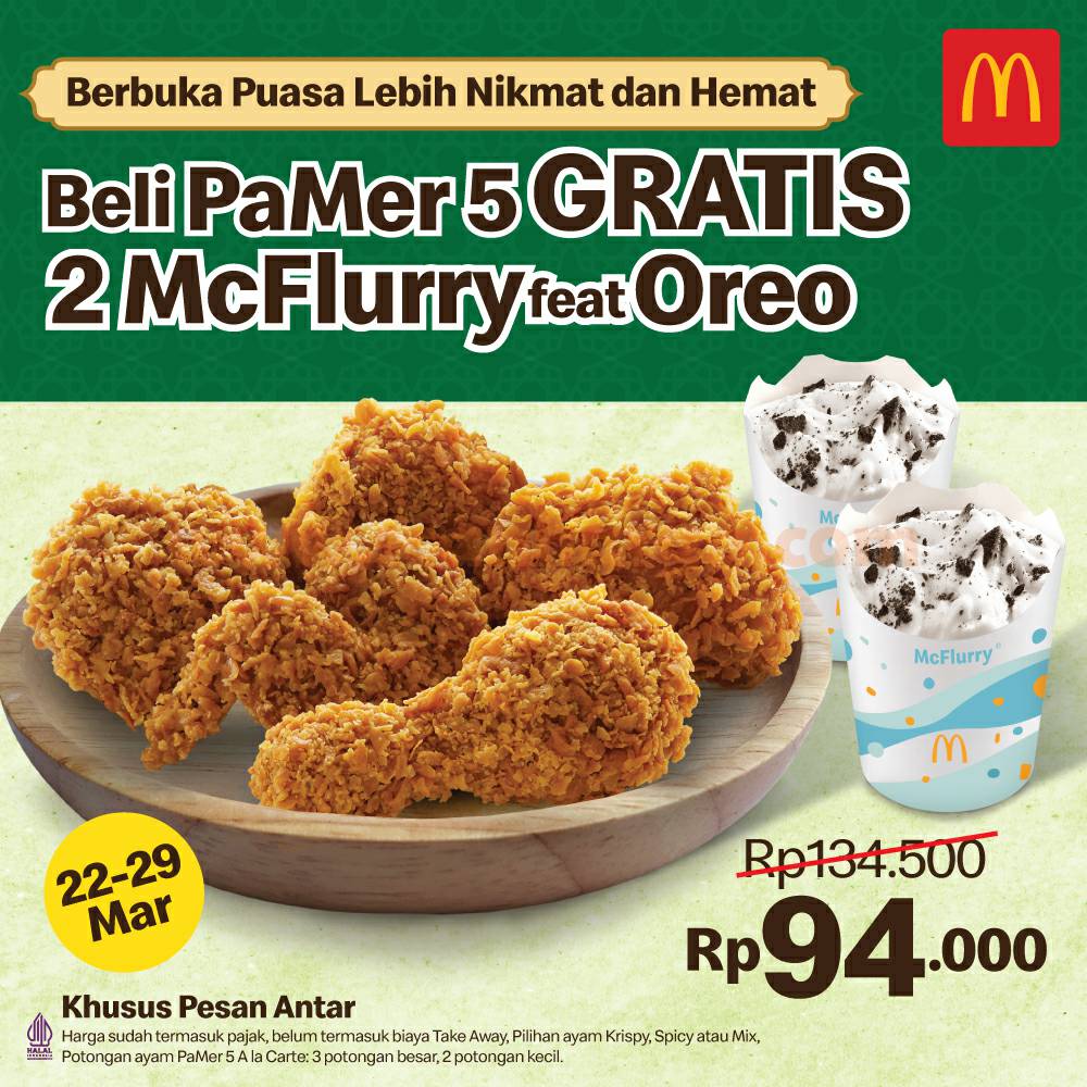 Promo McDonald's Beli PaMer 5 GRATIS 2 McFlurry Feat Oreo