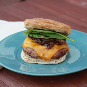 Kentucky Style Turkey Burgers with Redeye Bourbon Onions and Cheddar | The Sweets Life