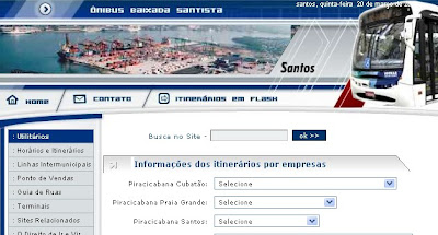 reprodução do site sobre os ônibus da baixada santista