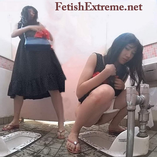 Girls pissing in the toilet at the beach with a hidden camera (Beach Toilet 19)