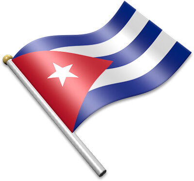 The Cuban flag on a flagpole clipart image