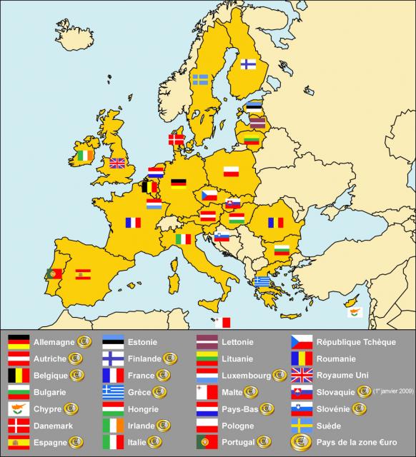 Pays Membres Europe Carte