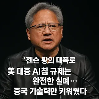 젠슨 황의 대폭로 "美 대중 AI칩 규제는 완전한 실패... 중국 기술력만 키워줬다"