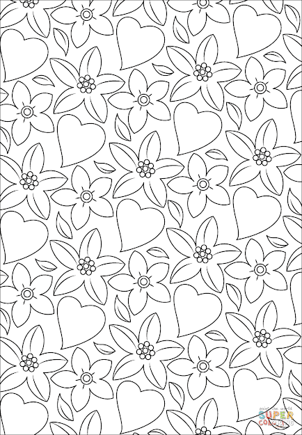 Click The Hearts And Flowers Pattern Coloring Pages To View Printable  Version Or Color It Online Patible With Ipad And Android Tablets