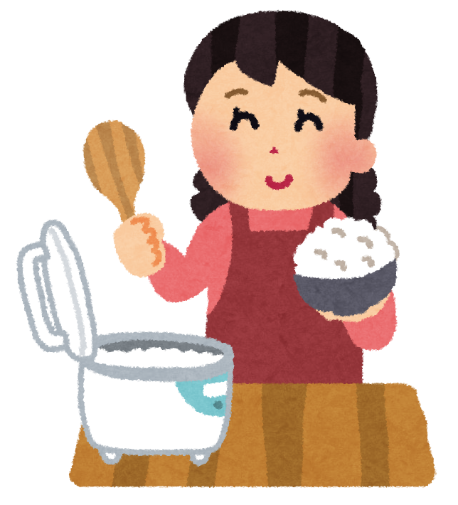 ご飯を山盛りよそっているお母さんのイラスト かわいいフリー素材集 いらすとや