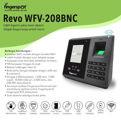 Mesin absensi telapak tangan Revo WFV-208BNC