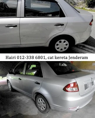 Gambar kereta sebelum dan selepas ketuk dan cat. bengkel cat kereta murah di Jenderam.