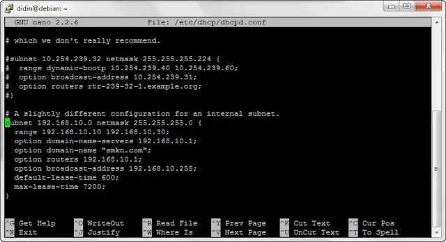 konfigurasi dhcp server debian