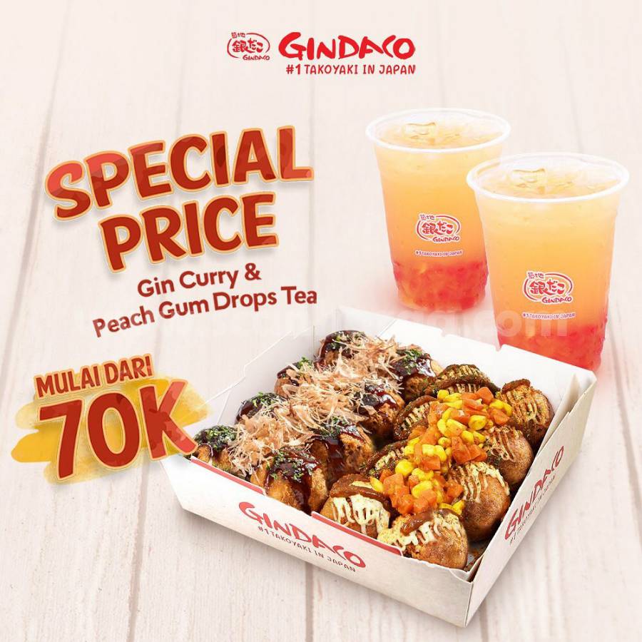 Promo GINDACO Special Price Peach Gum Drops Tea dan Takoyaki mulai dari Rp 70RB