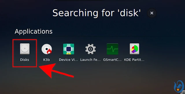 Launch Disks from the application menu