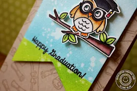 Sunny Studio Stamps: Woo Hoo Happy Graduation Owl Card by Eloise Blue.