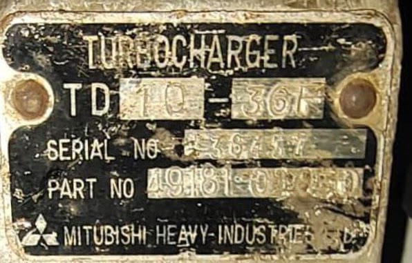  MITSUBISHI TD 10-36F TURBOCHARGER
