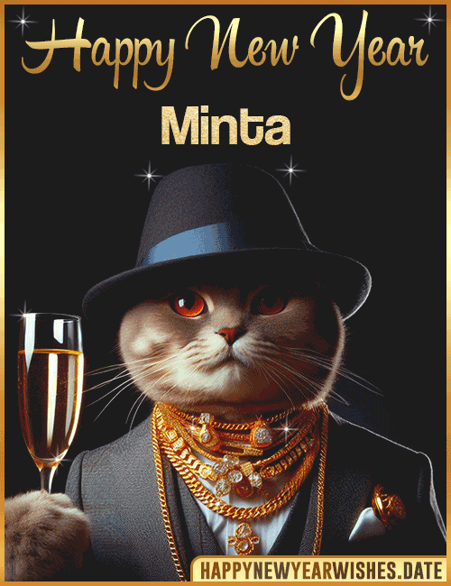 Happy New Year Cat Funny Gif Minta
