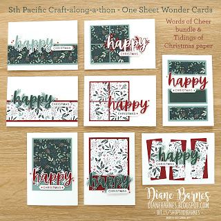 Set of 8 Quick and easy handmade Christmas cards - using Stampin Up Tidings of Christmas paper and Words of Cheer stamp set and bundle. Cards by Di Barnes - Independent Demonstrator in Sydney Australia - 2021 holiday christmas mini catalogue - colourmehappy - sydneystamper - stamps ink paper