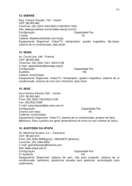 INVENTÁRIO DA OFERTA E INFRAESTRUTURA TURÍSTICA DE SANTARÉM – Pará – Amazônia – Brasil / ANO BASE 2013  -  II. SERVIÇOS E EQUIPAMENTOS TURÍSTICOS