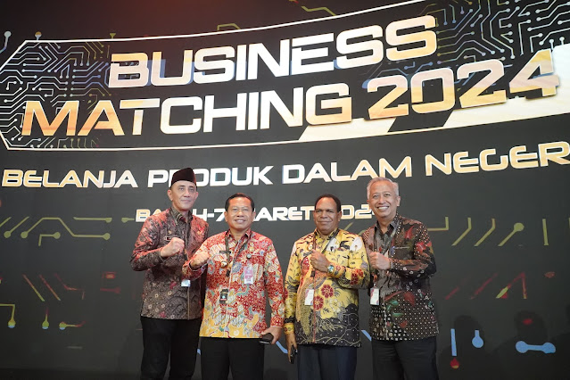 Pj Bupati Nganjuk Sri Handoko Taruna (kanan) saat menghadiri Business Matching 2024 di Meru Sanur Hotel, Bali, Kamis 7 Maret 2024