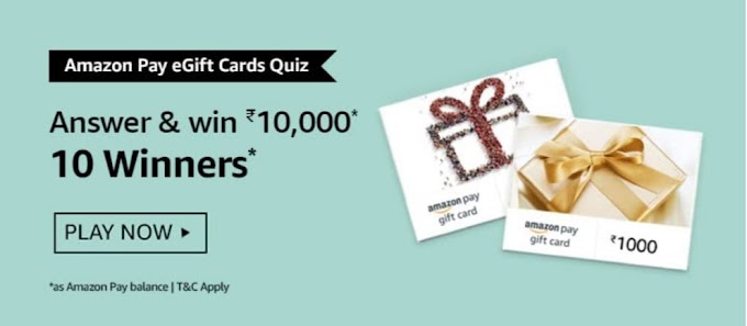 Amazon Pay eGifts Cards Quiz Answer in 2021