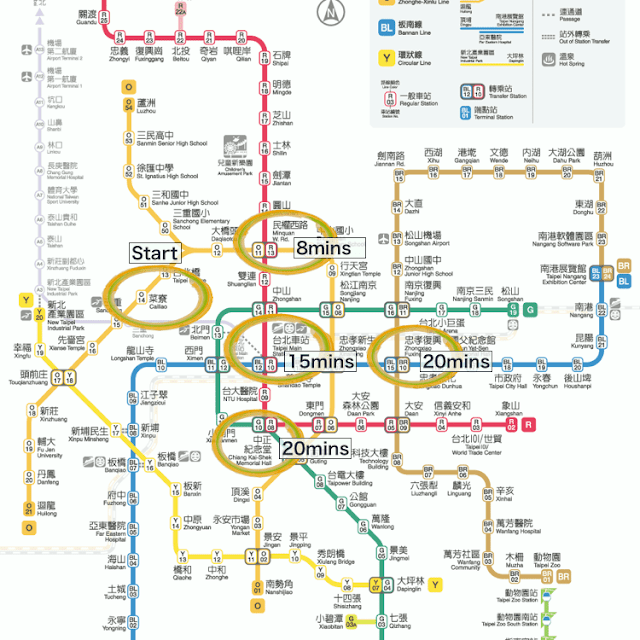 菜寮站路程時間圖