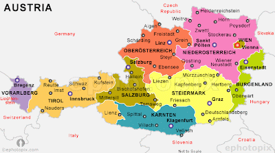 Karta över Österrike Politiska Bild