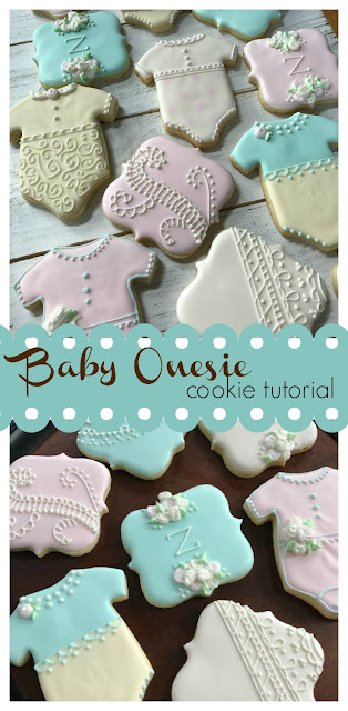 tutorial and video on decorated baby onesie cookie