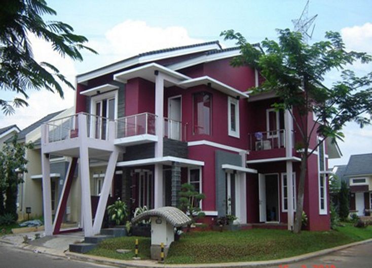 Kombinasi Warna  Cat  Rumah  Pink  Tampak Depan