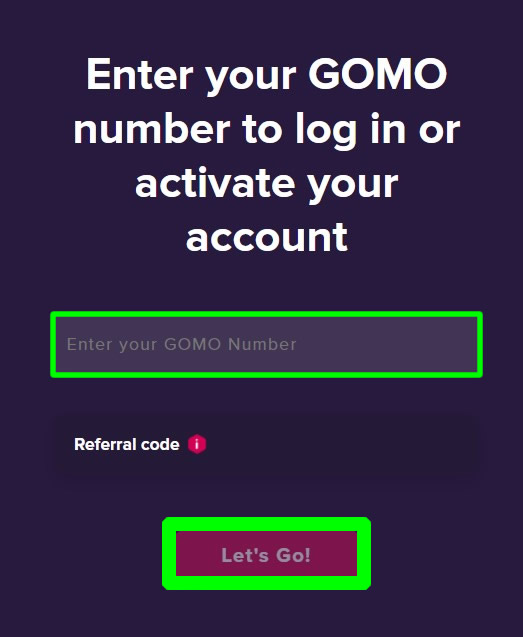 enter gomo number pc browser