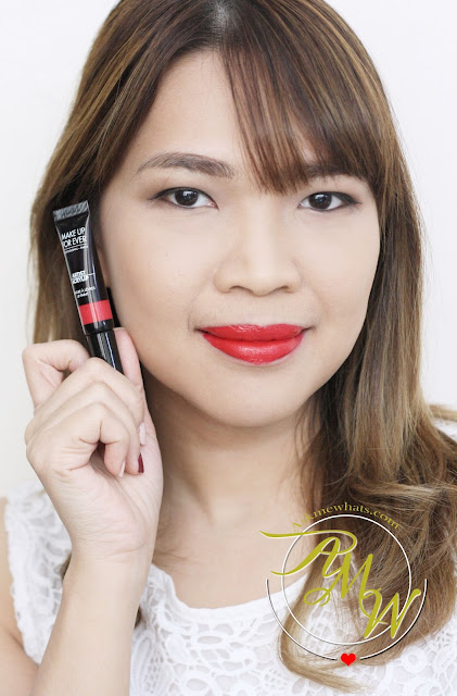 a photo of askmewhats nikki tiu Make Up For Ever Fuchsia Pink (201) Artist Acrylip and Make Up For Ever Iconic Red (400) Artist Acrylip