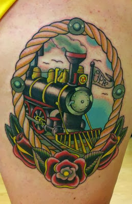 Cartoon Train Tattoo