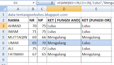 fungsi AND, OR pada Excel