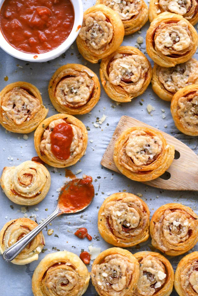 Pepperoni and Asiago Pizza Pinwheels