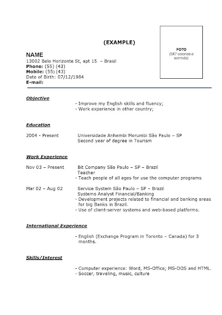 Curriculum Vitae (modelos prontos, exemplos e download)