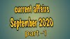 current affairs quiz questions and answers September 2020