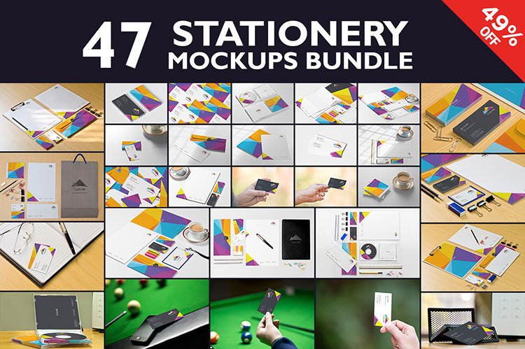 47 Beautiful Stationery Mockups Bundle