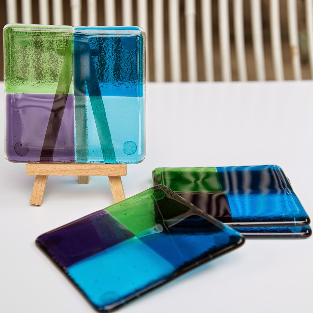 sassy glass studio, fused glass, coasters, knoxville, art, fused glass coasters, etsy