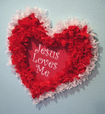 Print Jesus Loves Me in white letters on a red background cut that out 