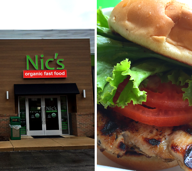 Enjoying the first organic fast service restaurant at Nic's Organic in Rolling Meadows, Illinois