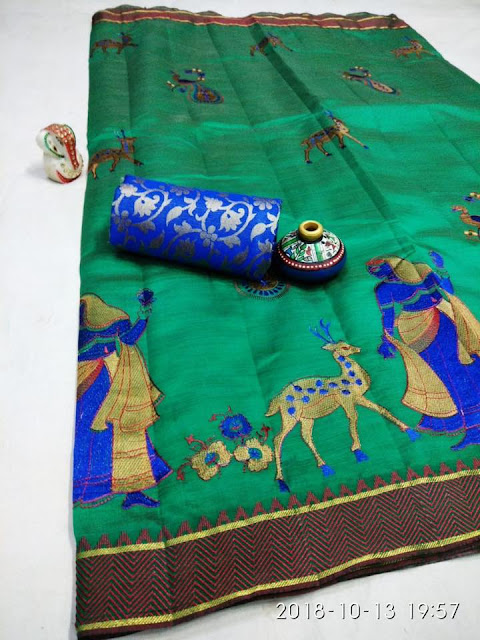  Tussar Embroidery Saree