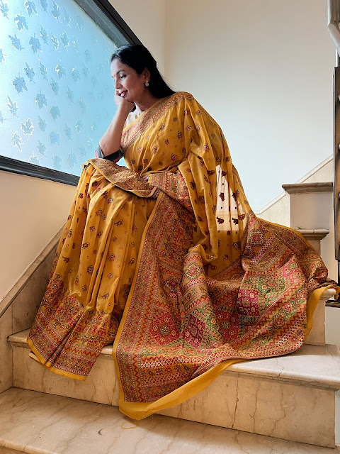 Golden mustard rich saree