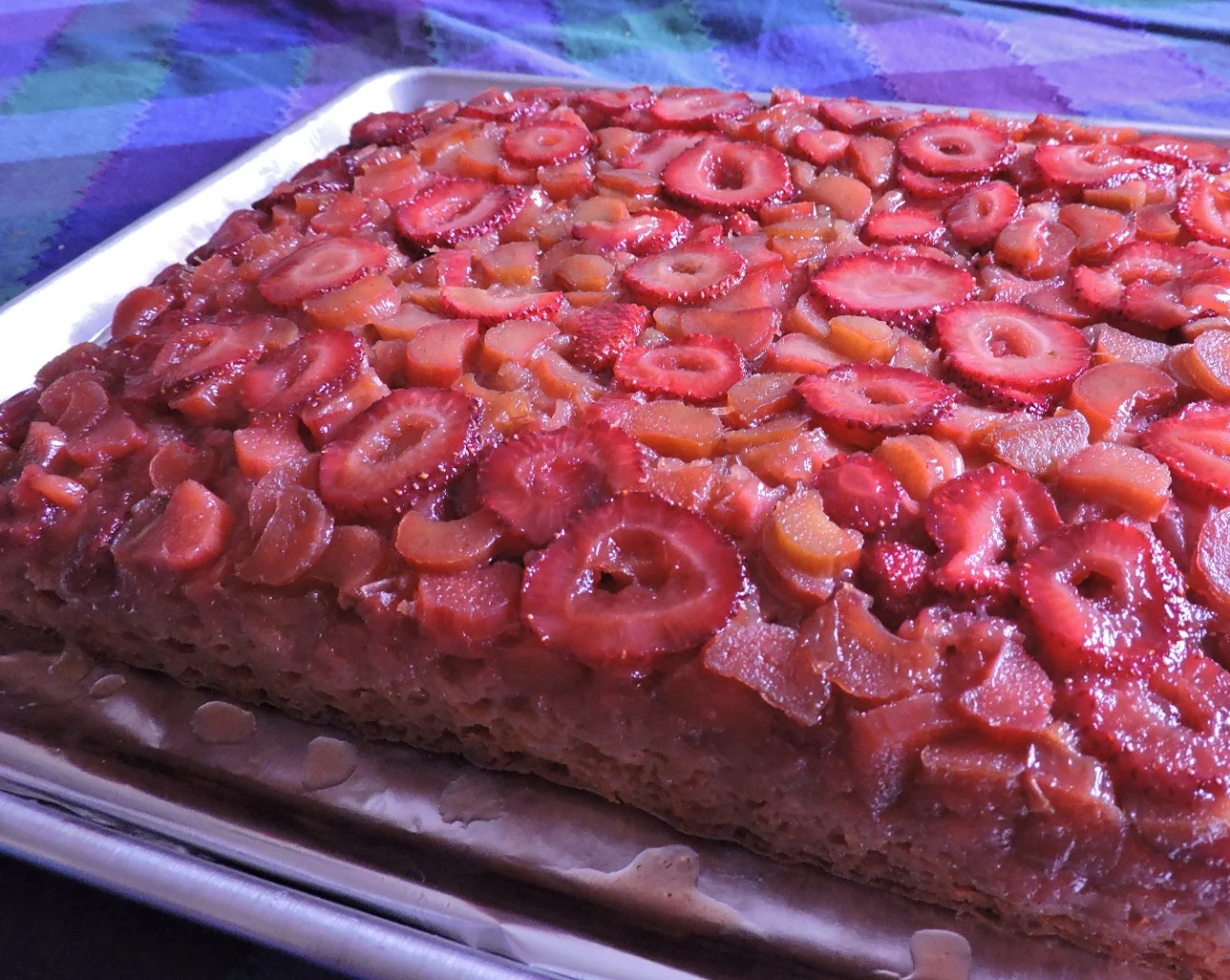 Strawberry Rhubarb Upside Down Cake 