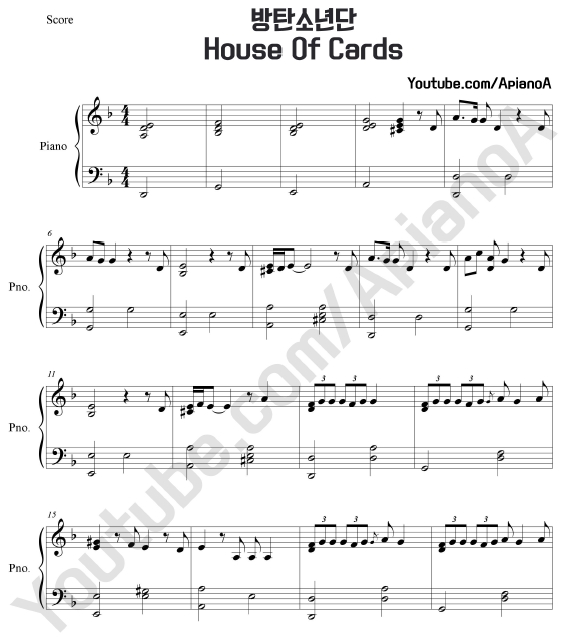 ApianoA Kpop Piano Cover: BTS - House of Cards piano sheets